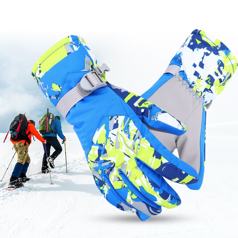 Winter Outdoor Ski Waterproof Wind Ventilation Thickened Warm Gloves(Blue XL)