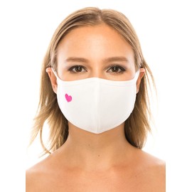 unik cloth Face Covers, 3 Pack, Cotton 2 layer, Washable, Reusable, Unisex - White Pink Heart Embroidered Adult Size