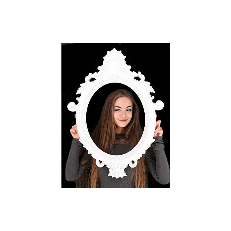 Large Size White Colour Antique Style 'Selfie' Oval Posing Frame
