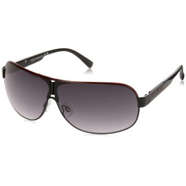 Rocawear mens R1396 Stand Out UV Protective Metal Shield Sunglasses Gifts for Men with Flair 135 mm, Matte Black & Red, mm US