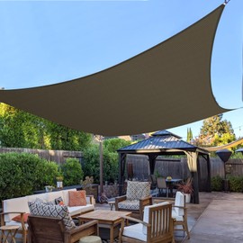 Bynbbur Sun Shade Sail 16'x20' Rectangle Brown Permeable Curved Edge Canopy Heavy Duty Sun Sail for Patio Backyard Party Outdoor Activity Custom Commercial Standard