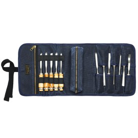 Wrench/Tool Roll (7 Slots), Waxed Canvas Roll Up Bag with 1 Small Detachable Tool pouch and 1 Zipper Pockets, Multi-Purpose Wrench Roll Organizer with 2 Wrap Straps