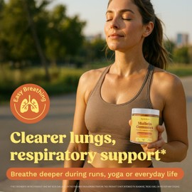 Kynis & co. Mullein Gummies for Respiratory Support – Mullein Leaf Extract, Quercetin, Bromelain, Ashwagandha, Vitamin C & D – Vegan, Sugar Free, Passion Fruit & Raspberry Flavor – 60 Gummies