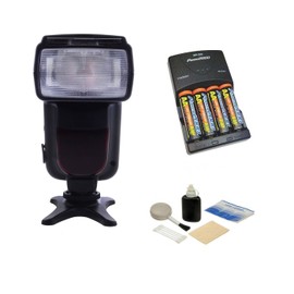 Canon EOS Rebel XS Bounce, Zoom & Swivel Head Flash + High Powered AC Rapid Charger With 4AA 2900 Mah Batteries + Nwv Direct 5 Piece Cleaning Kit