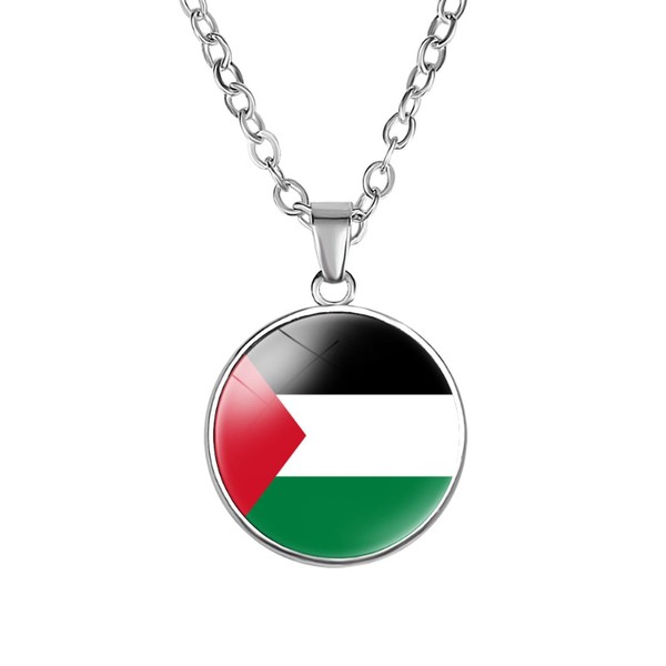 ZENRUIMING Palestinian Flag Necklace, Time Gem Simple Pendant Necklace