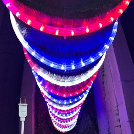 Russell Decor Patriotic Rope Lights Design for Independence Day 4th of July Memorial Day Veterans Day Install Clips Included Red White Blue (100 Feet)