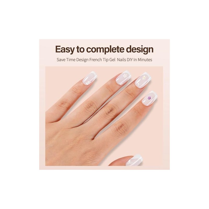 Vansiho 150 Uñas de Gel Francesas, Uñas Postizas Blancas con
