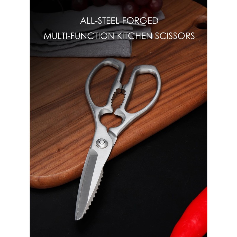 SimCoker Kitchen Scissors Forged Stainless Steel, Dishwasher Safe, Household Scissors,