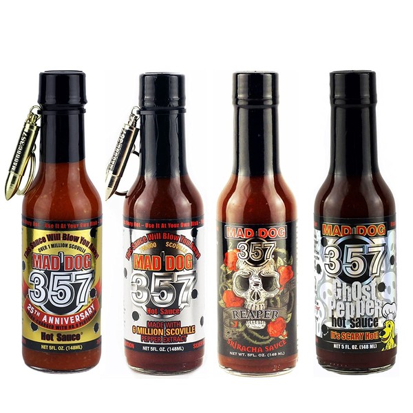 Mad Dog 357 Deluxe 4 Bottle Gourmet Hot Sauce Gift Set