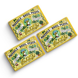 Fishwife Mussels In Basil Pesto 3-Pack (4.2 Ounce) | Hand-Packed in Spain | ASC-Certified Sustainable Seafood, Gluten Free, High Protein | Responsibly Raised in Chile