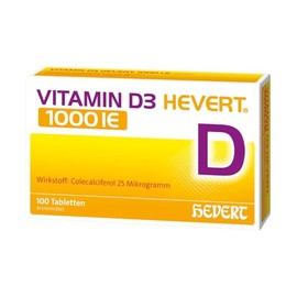 Vitamin D3 Hevert 1000 IU for Vitamin D Deficiency and Increased Needs Pack of 100 Tablets