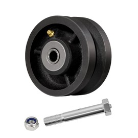 LONGRUNFORU 4" X 2" Sliding Gate Rollers, Cast Iron V Groove Wheel with Roller Bearing, Heavy Duty Metal Wheel, Industrial Sliding Gate Wheels, Black（1 Pack）