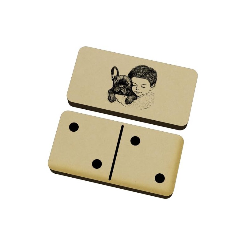 Azeeda 'Boy with French Bulldog' Domino Set & Box (DM00052171)