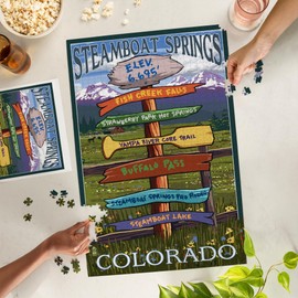 Lantern Press 1000 Piece Jigsaw Puzzle, Steamboat Springs, Colorado, Destinations Sign