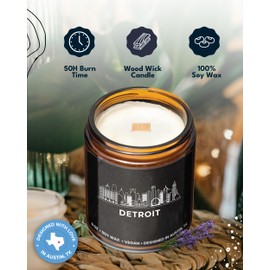 Detroit Candle, Detroit Skyline Gifts, City of Detroit Gifts for Men and Women, Detroit Gift Ideas, Moving Away & Home Sick Gift, Souvenirs, Birthday, Christmas, Gift-Ready