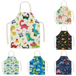 Dinosaur Apron for Logo Printing & Advertising - Supermarket, Home Kitchen, Fashion Cooking, Milk Tea, Restaurant Workwear Dinosaur 17 + Kids Free Size 3ea