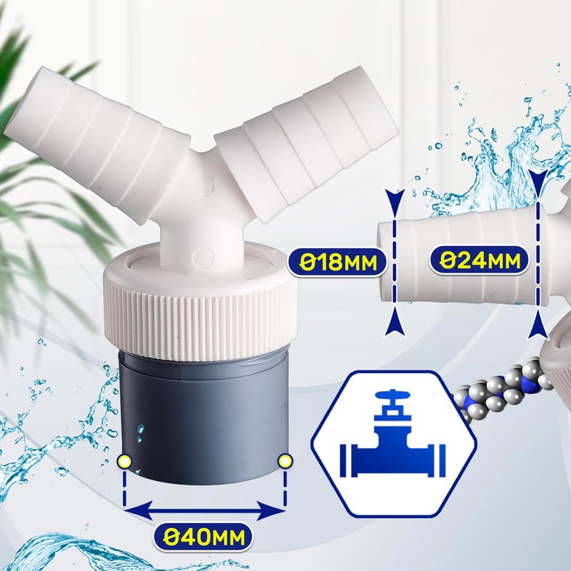 Monteral Washing Machine Drain Adapter and Double Connection Y-Distributor for