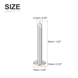 DTGN #14x2 Sheet Metal Screws - 30 Pack - for Wood, Furniture - 304 Stainless Steel Phillips Truss Head Self Tapping Tip Wood Screws - Silver
