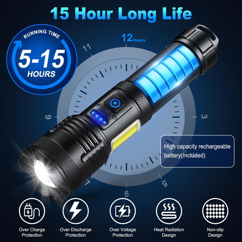 KINGCAESAR Flashlights 90,000 High Lumen - 2 Pack, Ultra Bright