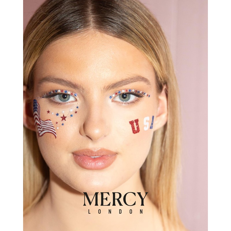 USA Flag & Stars Face Stickers by Mercy London 4th