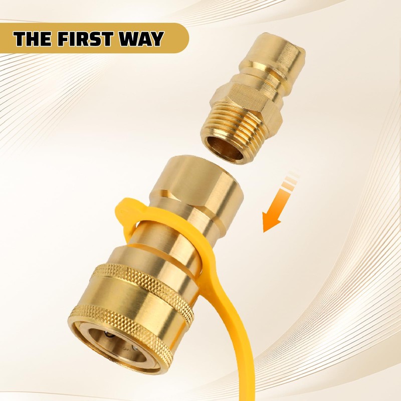 1/2 Inch Gas Quick Connect Kit, 100% Solid Brass Disconnect