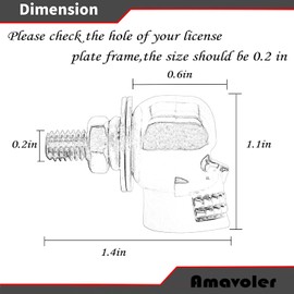 Skull License Plate Bolts, Universal License Plate Fasteners Screws Caps for Motorcycle Chopper Car Tag Frame, Stainless Steel Windscreen Trim Cover Replacement Kit (Black)