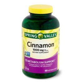 Cinnamon 1000mg Canela Orgánica 400 Capsulas Spring Valley Sabor S/n