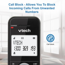 VTech CLS21050 DECT Cordless Phone with handsfree Speakerphone, Digital answering Machine, 70 Name and Number phonebook, Volume Booster, Call Block, 5 Last Number redial, Keypad Backlight