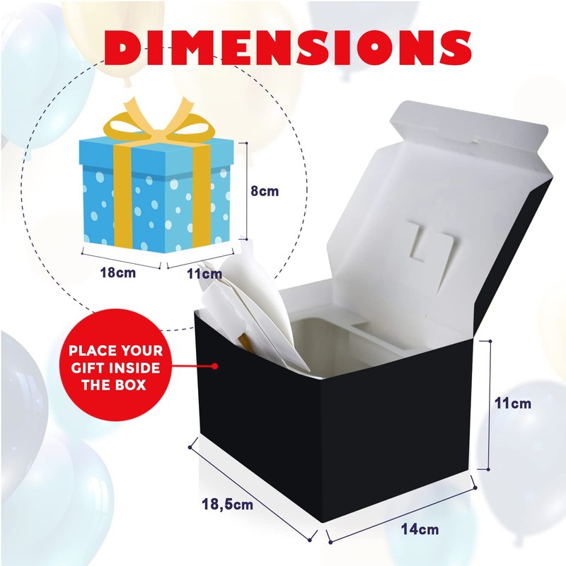FETTIPOP DIY Gift Box, Gift Carton, Exploding confetti (Premium White),