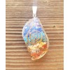 ORGONE 7 CHAKRA LAYERED GEMSTONE EYE SHAPED PENDANT ORGONITE (ONE)