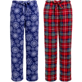 Alexander Del Rossa Women's 2-Pack Warm Plush Fleece Pajama Pants, Comfy Lounge PJ Bottoms Christmas Plaid Medium (A0432PK1MD)