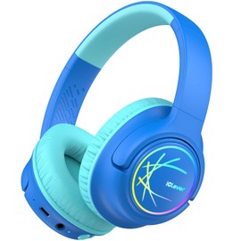 iClever iClever Kids Bluetooth Headphones with LED Lights, 43H Playtime, Type-C Fast Charging, BTH18 Safe Volume 74/85dBA, Bluetooth5.3 Kids Headphones Wireless Aux Cord for iPad/Tablet/Travel/School, Blue