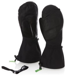Heavyweight Mittens - Ski Mitts - Warm Breathable Winter Mittens - Wool Insulation - Black - Small