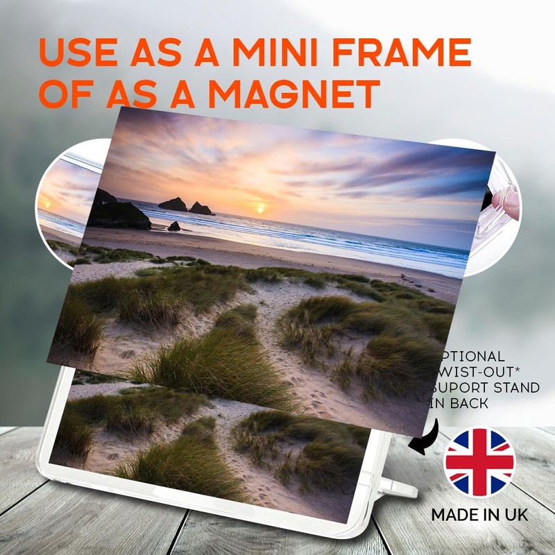 Classic Rectangle Magnet with Stand - Holywell Bay Beach Cornwall