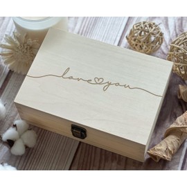 Love You Memory Wooden Anniversary Gifts Wood Engraving Wedding decor Mother of the Bride gift for Her 8.5 in x 6 in x 3 in (Size 1 Natural)