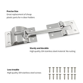 ESUDNT Stainless Steel Rv Door Holder Latch Catch for Trailer,Camper,Cargo,Truck(2 Pack, 4 Inch, Come with Screws)