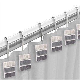 Zahari Home 13pc Modern Line Shower Curtain Sets Gray Shower Curtain & 12 Shower Curtain Hooks Luxury Contemporary Modern Shower Curtains Unique Design Grey Stylish Shower Curtain Set