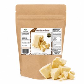 1 Lb Ecuadorian Cocoa (Cacao) Butter - Pure, Raw and Unprocessed - Use for Lotion, Cream, Lip Balm, Oil Stick or Body Butter - NON-GMO, Vegan and Halal