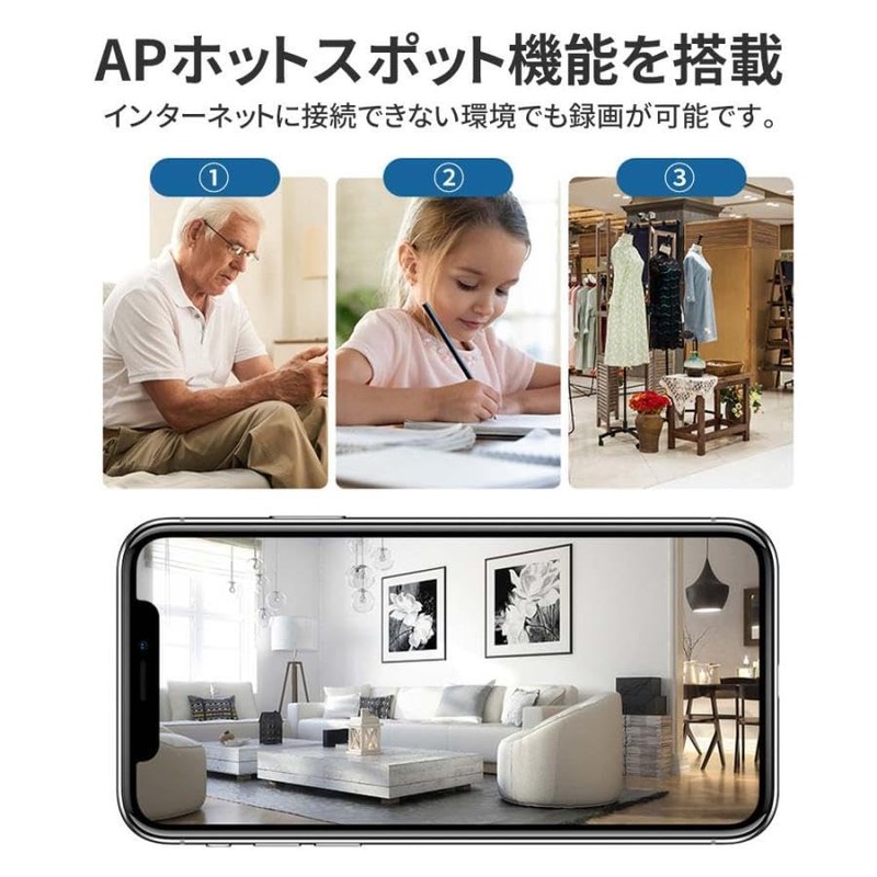 防犯用カメラ 小型 室内 隠し wifi 動体検知 録画録音 ミニカメラ 3CM 1080P