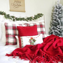 Cirzone Christmas Cushion Cover, 30 x 50 cm, Set of 4 Christmas Decoration Cushions, Christmas Tree, Christmas Stockings, Box, Christmas Decoration for Home, Sofa, Garden, Bedroom