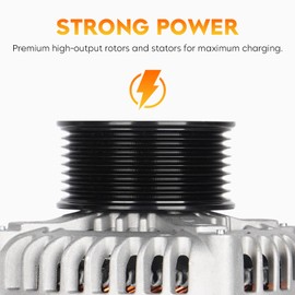 Alternator for V8 6.4L Ford F-250 Super-Duty, F-350 Super-Duty 2008 2009 2010, with Single Alternator, AND0457, 104210-5430, 11291, 400-52253R
