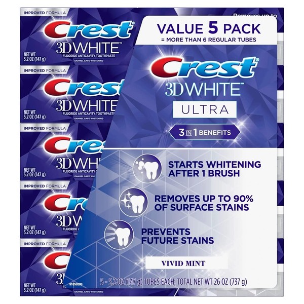 Crest 3D White Ultra Whitening Toothpaste, Vivid Mint (5.2 oz.,