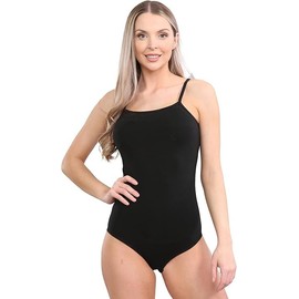 Womens Strappy Ballet Bodysuit Sleeveless Leotard Ladies Thin Strap Cotton Plain Stretchy Camisole Vest Bodysuit All-in-one Girls' Gymnastic Wear Cami Top Black L