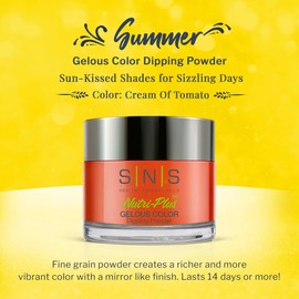 SNS Healthy Natural Nails SNS Nail Dip Powder, Gelous Color Dipping Powder - Cream Of Tomato (Orange/Gold, Shimmer), SC19 - Long-Lasting Dip Nail Color Lasts 14 Days - Low-Odor & No UV Lamp Required - 1oz