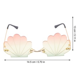 Kisangel Rimless Seashell Sunglasses Shell Shaped Eyeglasses Party Fun Sunglasses for Girls Women,Golden and Pink