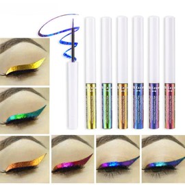 Corleone Glitter Liquid Eyeliner, Metallic Change Color Rainbow Eyeliner Gel MultiColor Highly Pigmented Waterproof Longer-Lasting Colorful Eye Liner Gift Kit for Women and Girls