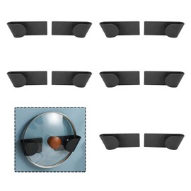 Pan Lid Holder, 10Pcs Pot Lid Holder Racks Wall Mount Punch-Free Pot Lid Storage Organizer Adjustable Hanging Pan Cover Organizer Plastic Cutting Board Storage for Home Kitchen (Black)