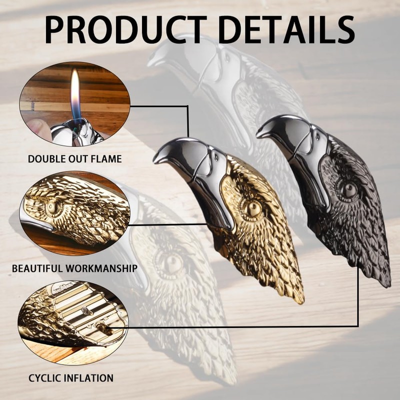 VOGEERA Butane Torch Lighter, Creative Eagle Head Lighter, Windproof Adjustable