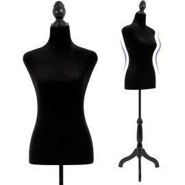 FDW Female Mannequin, 50-63 Inch Height Adjustable Dress Form,Torso Manikin w/ Stand - Black