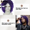 Mens Purple Dreadlock Wig 12" Short Locs Wig for Cosplay